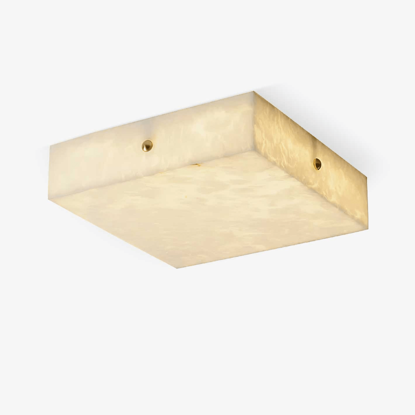 Square Alabaster Ceiling Light Hand-Carved Flush Mount LED Brass Warm White Living Room Bedroom Hallway Minimal Luxury Stone Ceiling Lamp Indoor | Faylight