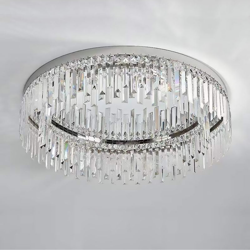 Modern Irregular Crystal Flush Mount Ceiling Light 14-20 Inch Chrome Living Room Chandelier | Faylight