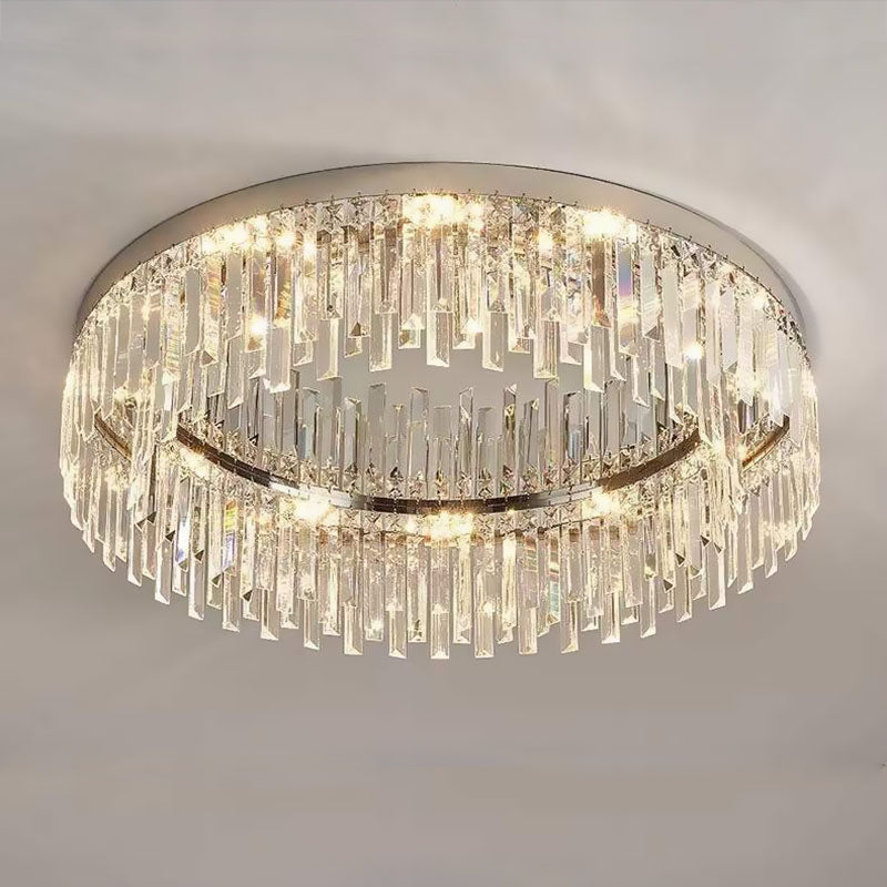 Modern Irregular Crystal Flush Mount Ceiling Light 14-20 Inch Chrome Living Room Chandelier | Faylight