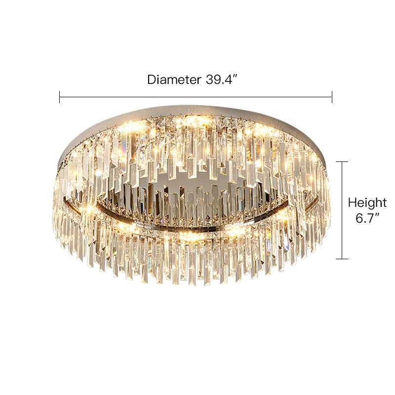 Modern Irregular Crystal Flush Mount Ceiling Light 14-20 Inch Chrome Living Room Chandelier | Faylight