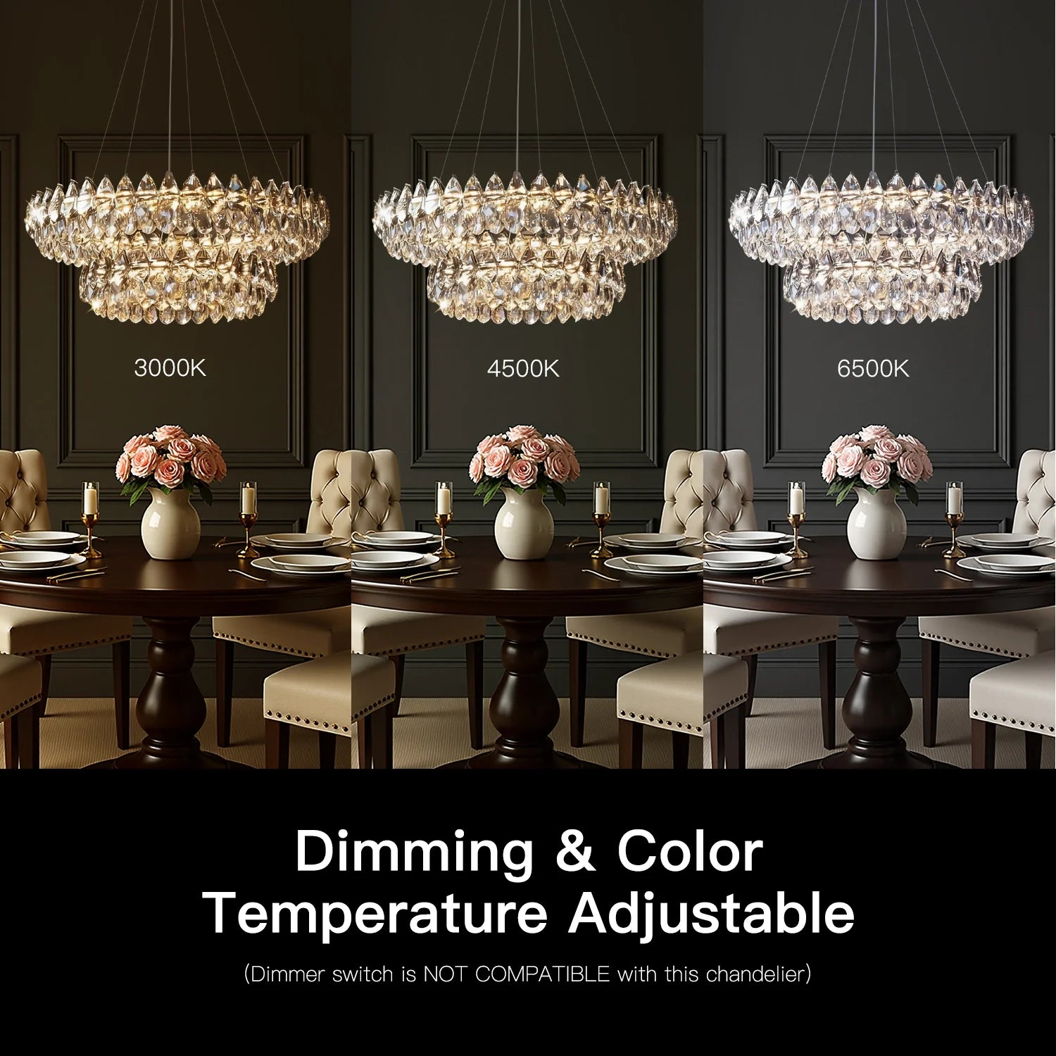 Double-Layer Water Drop Crystal Chandelier Chrome LED Living Room Dining Room Bedroom Two Ring Modern Luxury Pendant Light | Faylight