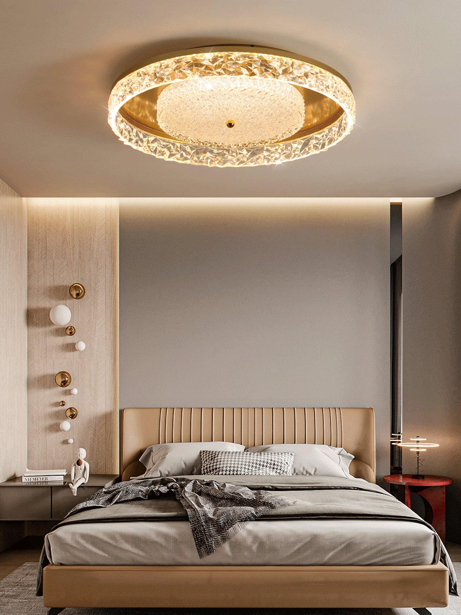 Crystal Embedded Ceiling Light 40W LED Flush Mount White Black Gold | Faylight