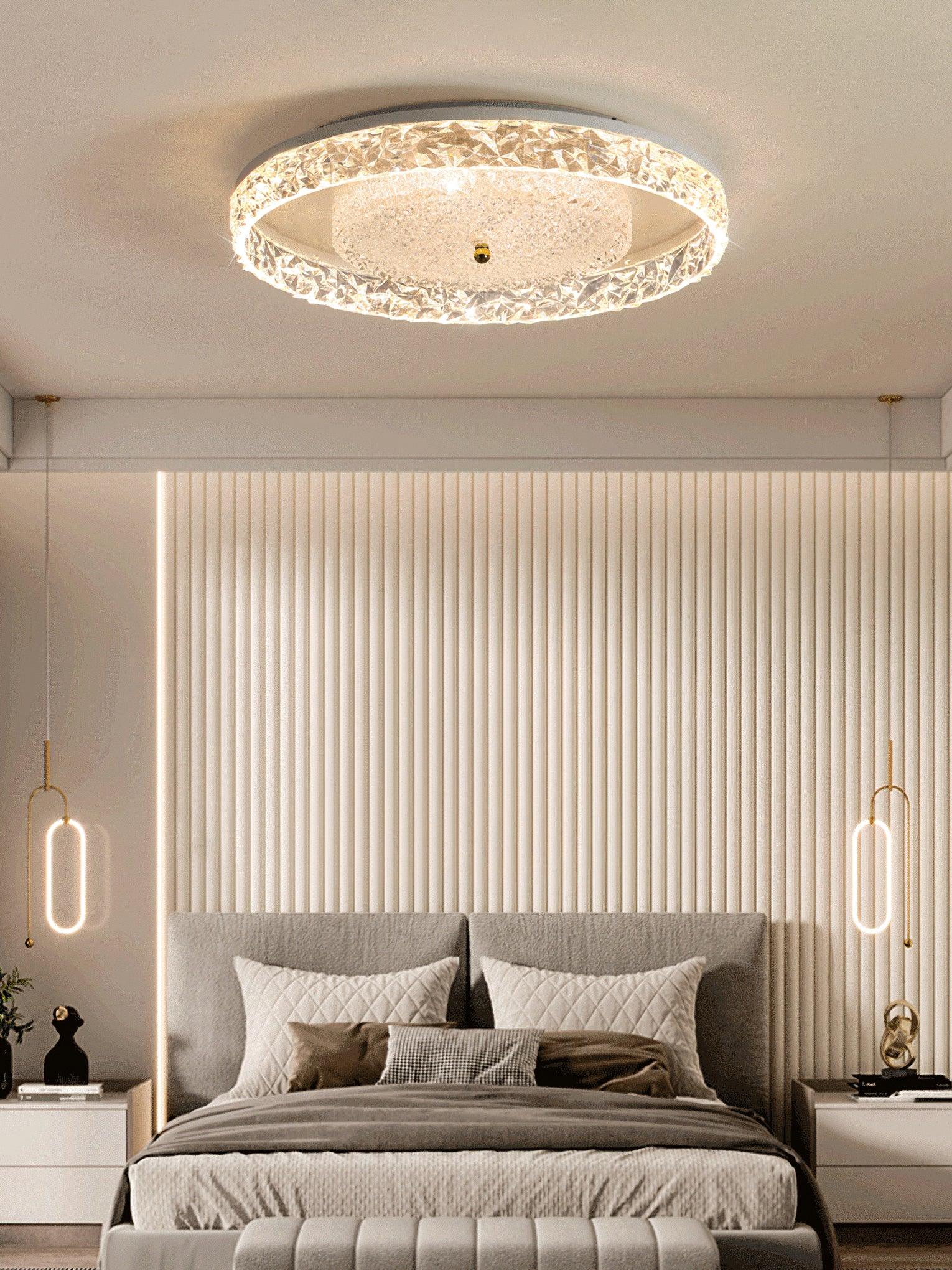 Crystal Embedded Ceiling Light 40W LED Flush Mount White Black Gold | Faylight