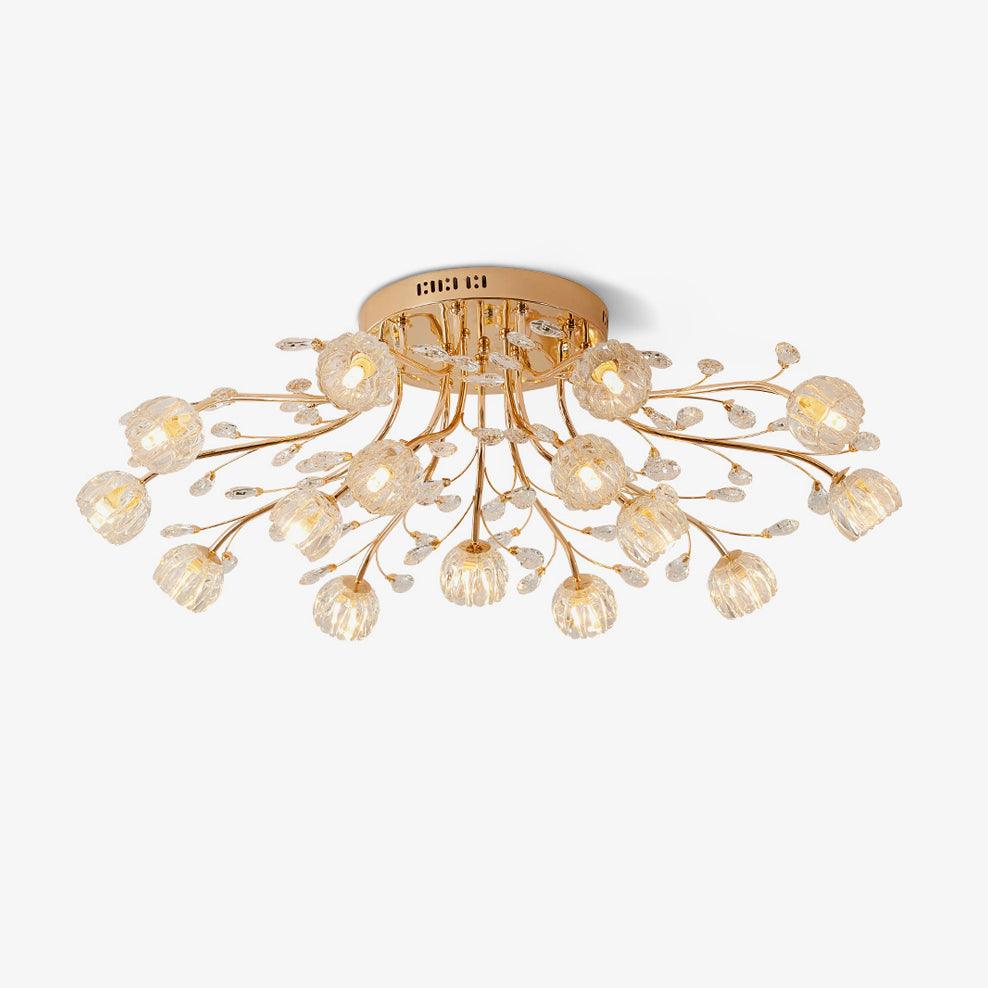 Crystal Flower Ceiling Light Gold Copper Multi-Head G9 LED Edison Living Room Dining Room Bedroom Luxury Chandelier Crystal Carved Floral Statement Lamp 9 12 15 Heads Indoor | Faylight