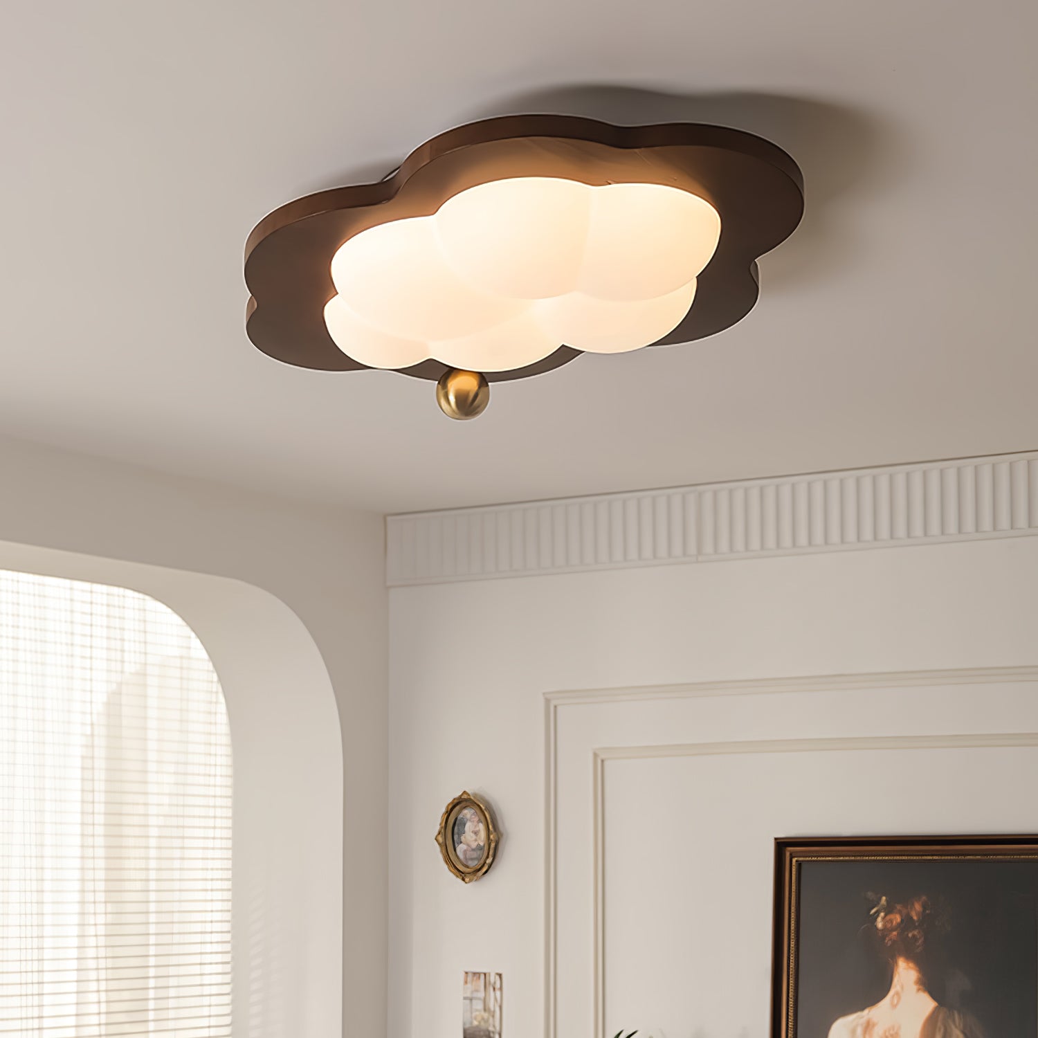 Luminary Dreamscape Ceiling Light Walnut Wood Acrylic Cloud Heart Star Shape LED Bedroom Nursery Children's Room Ambient Glow Flush Mount Dimmable Indoor | Faylight