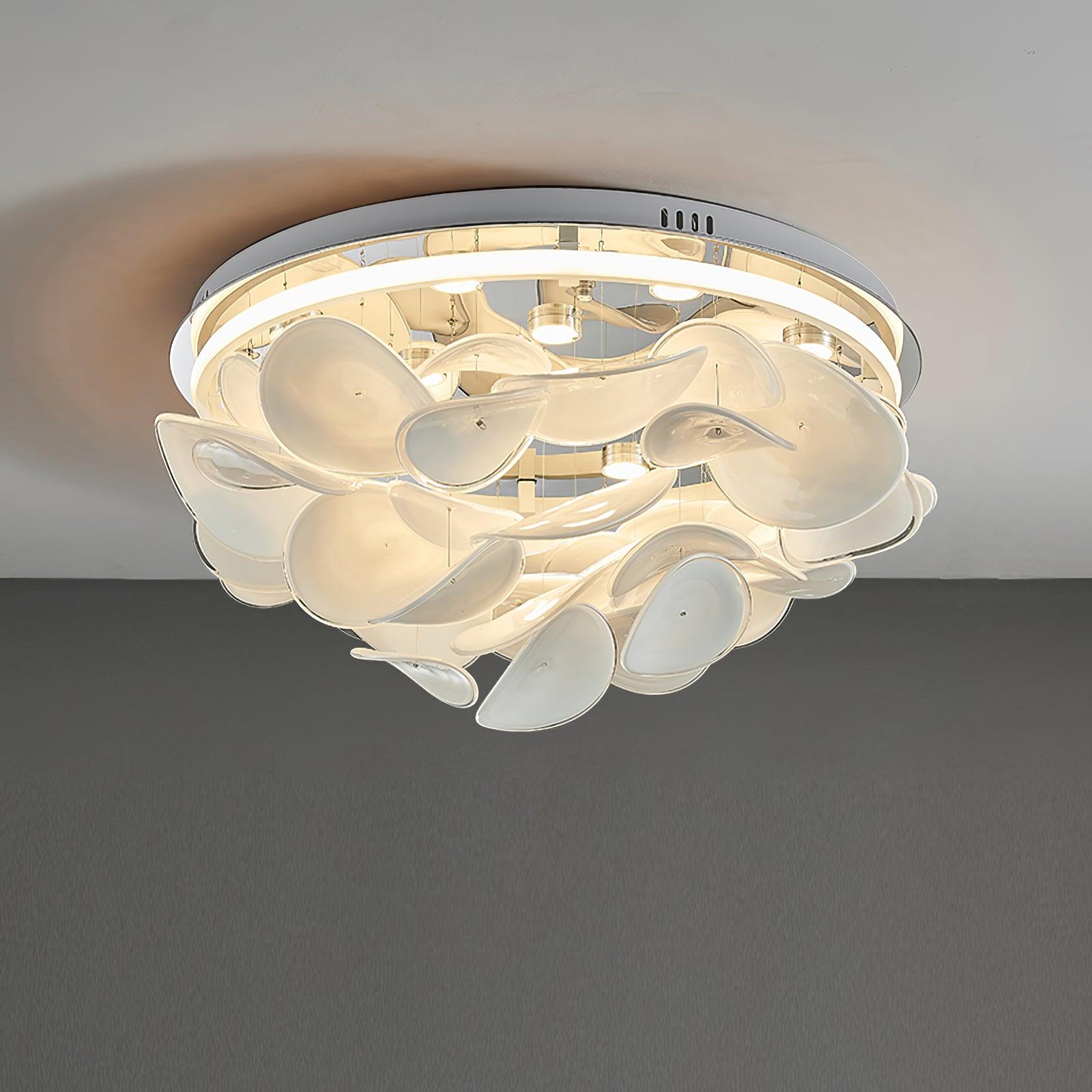 French Radici Petal Ceiling Light Aluminium Glass Flush Mount LED White Living Room Dining Room Bedroom Modern Contemporary Petal Shape Ceiling Lamp Remote Control Dimmable Indoor | Faylight