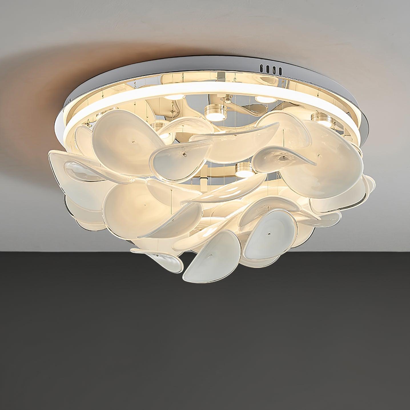 French Radici Petal Ceiling Light Aluminium Glass Flush Mount LED White Living Room Dining Room Bedroom Modern Contemporary Petal Shape Ceiling Lamp Remote Control Dimmable Indoor | Faylight