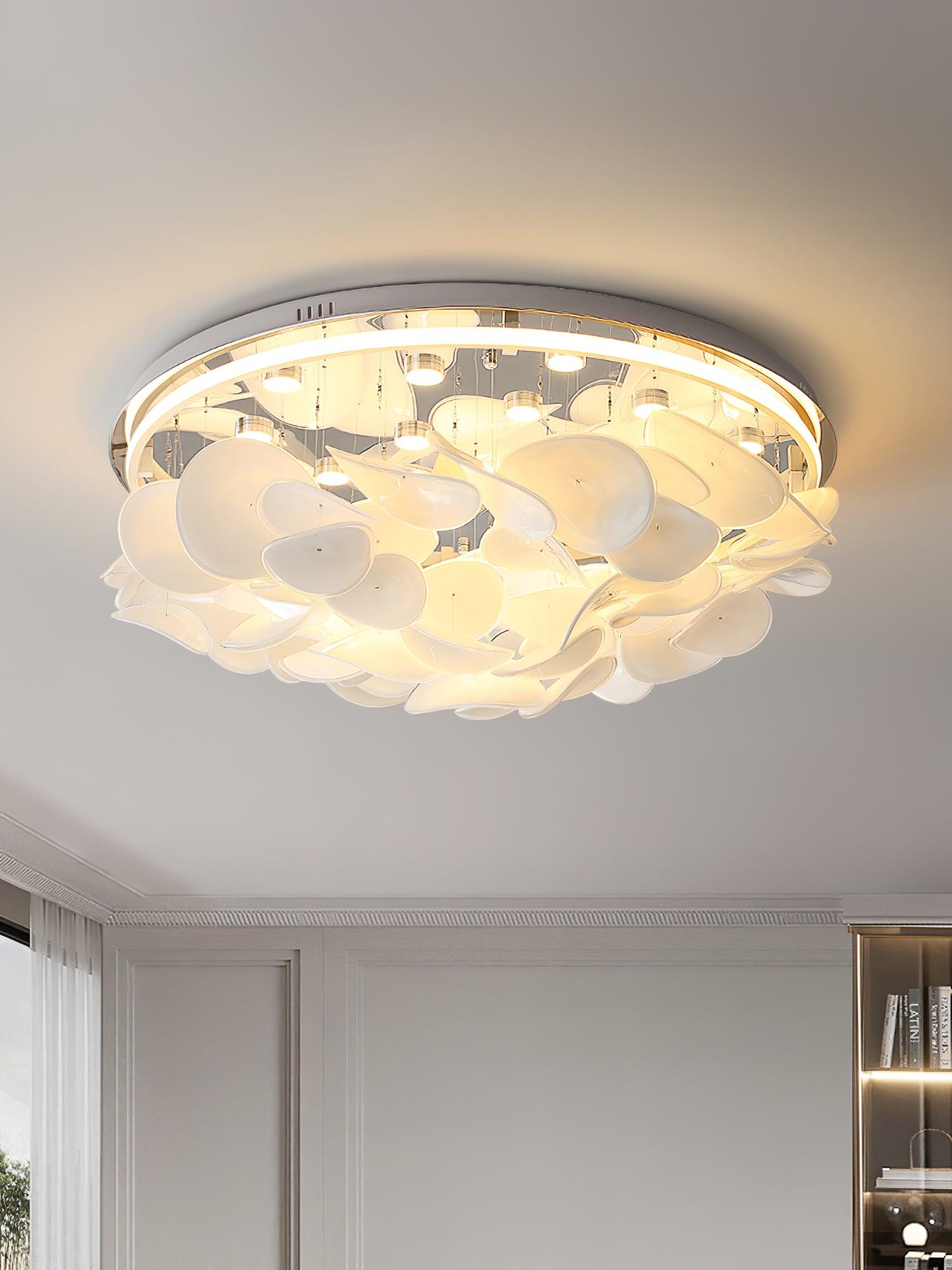 French Radici Petal Ceiling Light Aluminium Glass Flush Mount LED White Living Room Dining Room Bedroom Modern Contemporary Petal Shape Ceiling Lamp Remote Control Dimmable Indoor | Faylight