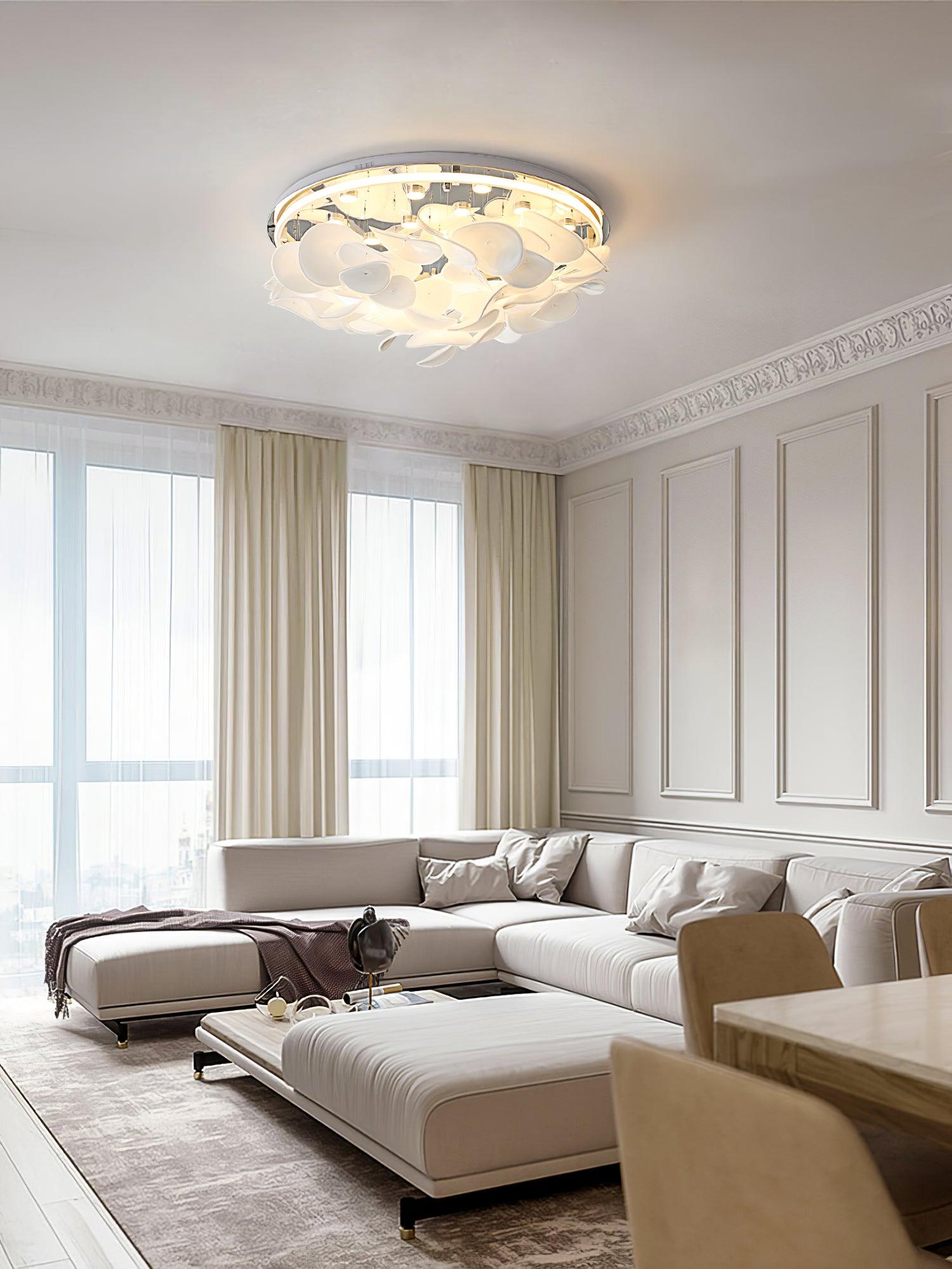 French Radici Petal Ceiling Light Aluminium Glass Flush Mount LED White Living Room Dining Room Bedroom Modern Contemporary Petal Shape Ceiling Lamp Remote Control Dimmable Indoor | Faylight