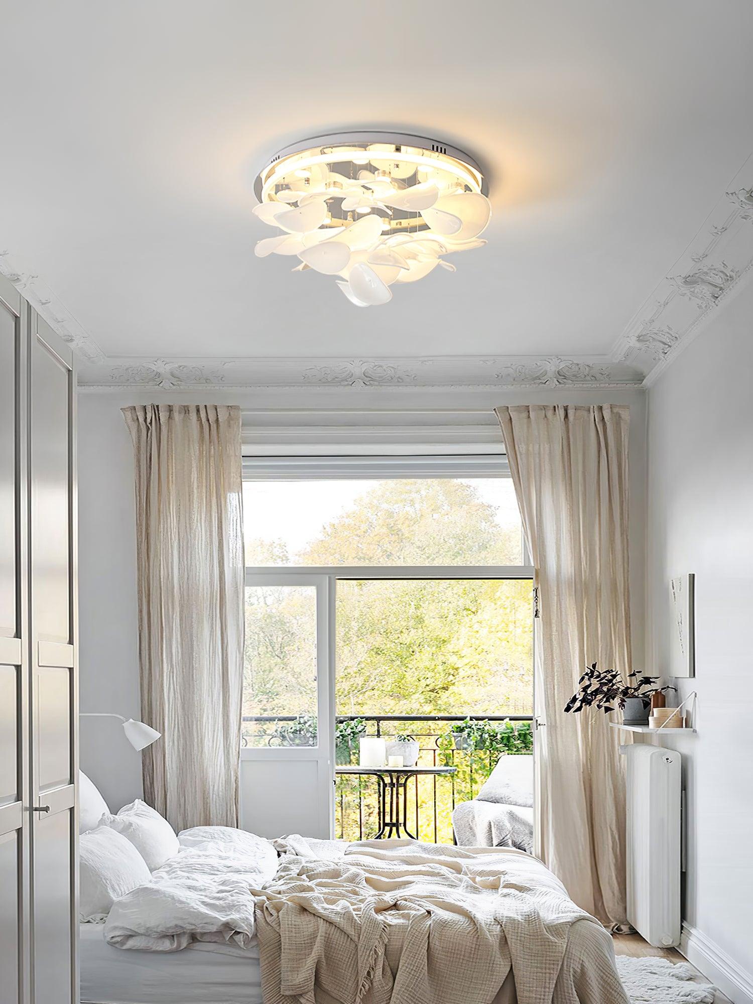 French Radici Petal Ceiling Light Aluminium Glass Flush Mount LED White Living Room Dining Room Bedroom Modern Contemporary Petal Shape Ceiling Lamp Remote Control Dimmable Indoor | Faylight