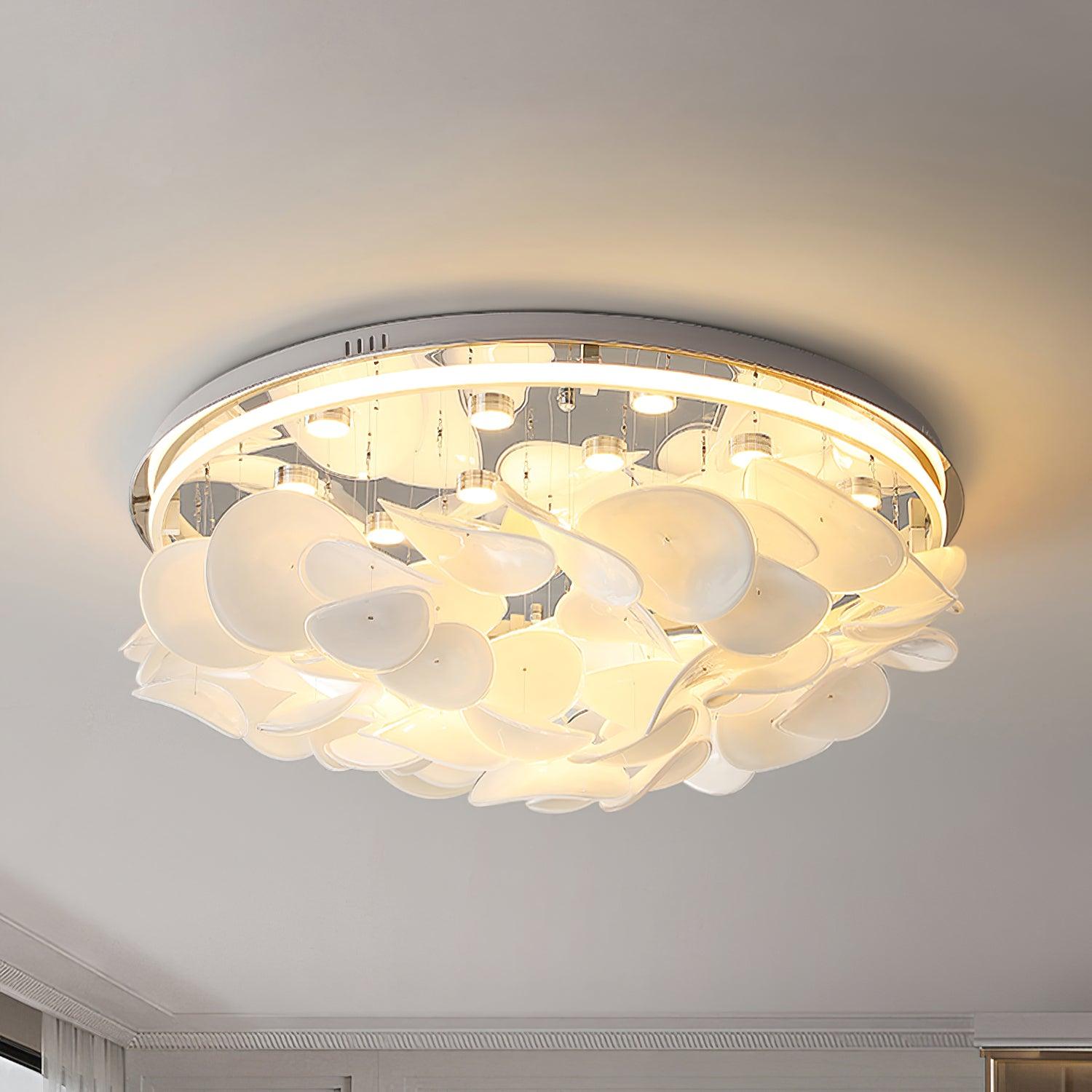 French Radici Petal Ceiling Light Aluminium Glass Flush Mount LED White Living Room Dining Room Bedroom Modern Contemporary Petal Shape Ceiling Lamp Remote Control Dimmable Indoor | Faylight
