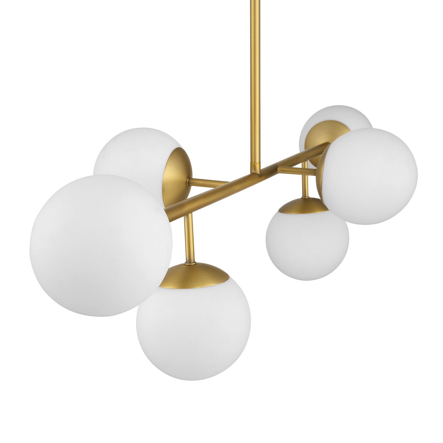 Castell 6 Globe Linear Pendant 46 Inch Aged Brass Dining Room Chandelier | Faylight