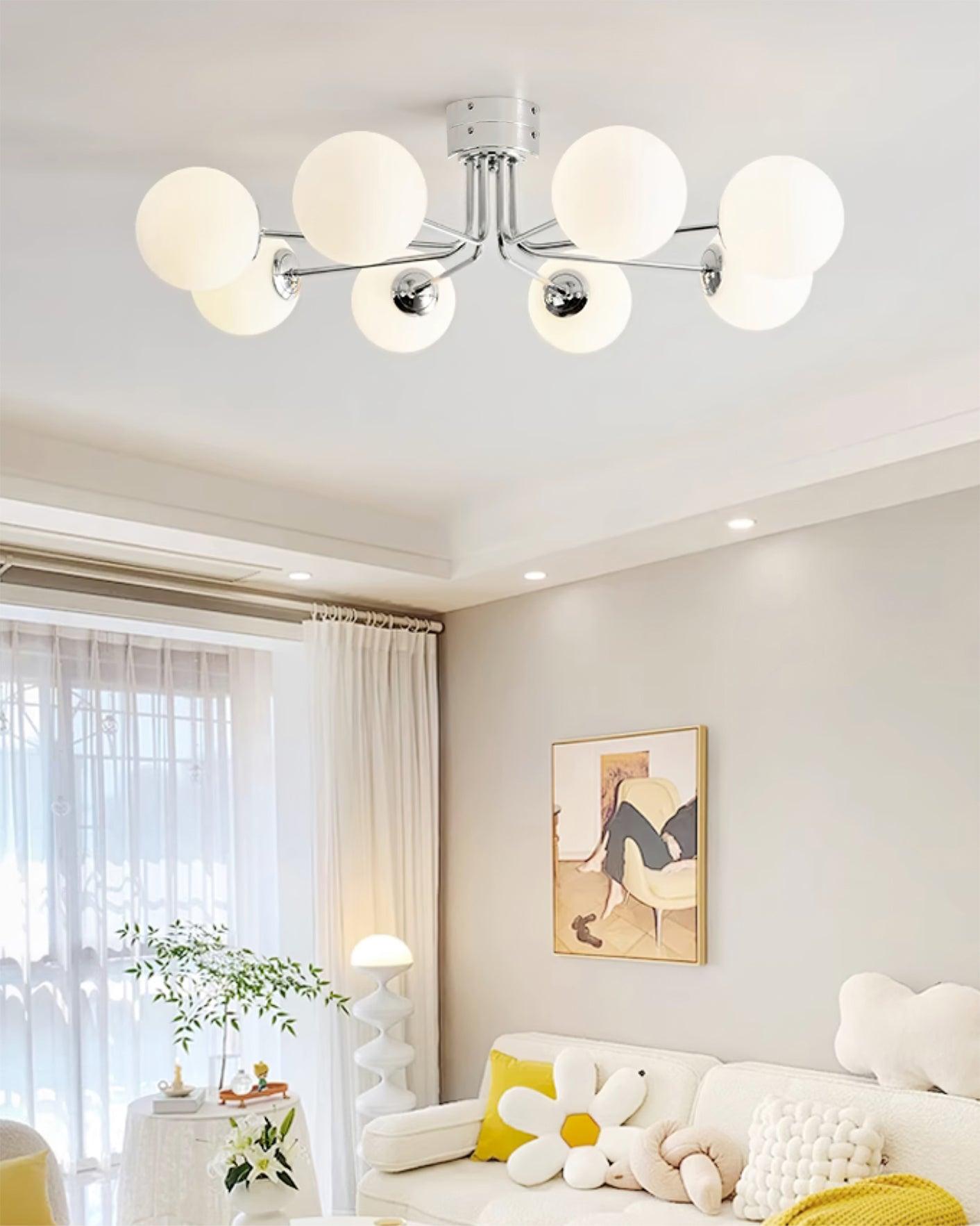 Lanta Ceiling Light Metal Glass Multi-Head Flush Mount Chrome Gold G9 LED Living Room Dining Room Bedroom Modern Luxury Curved Chandelier Statement Lamp Indoor | Faylight