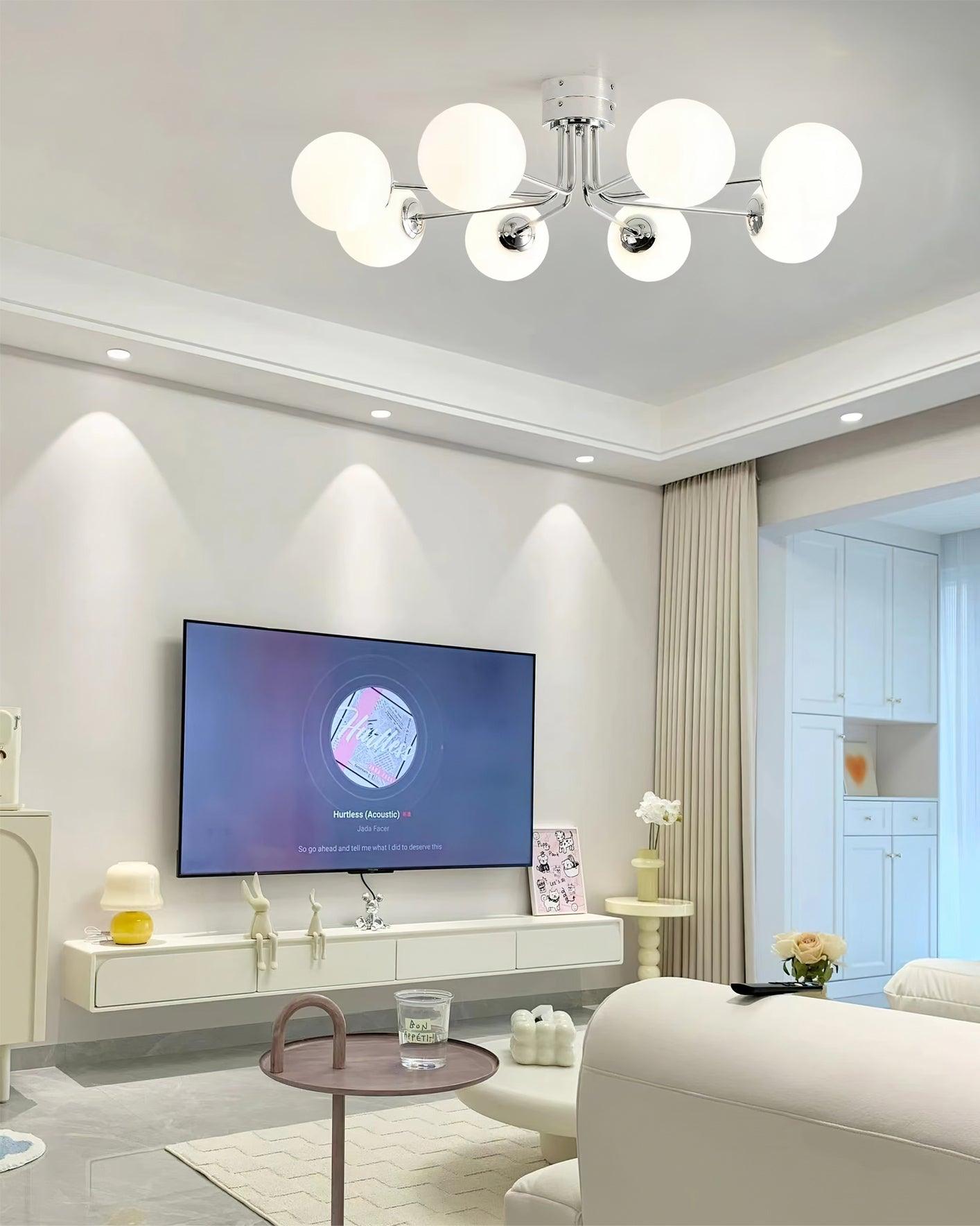 Lanta Ceiling Light Metal Glass Multi-Head Flush Mount Chrome Gold G9 LED Living Room Dining Room Bedroom Modern Luxury Curved Chandelier Statement Lamp Indoor | Faylight