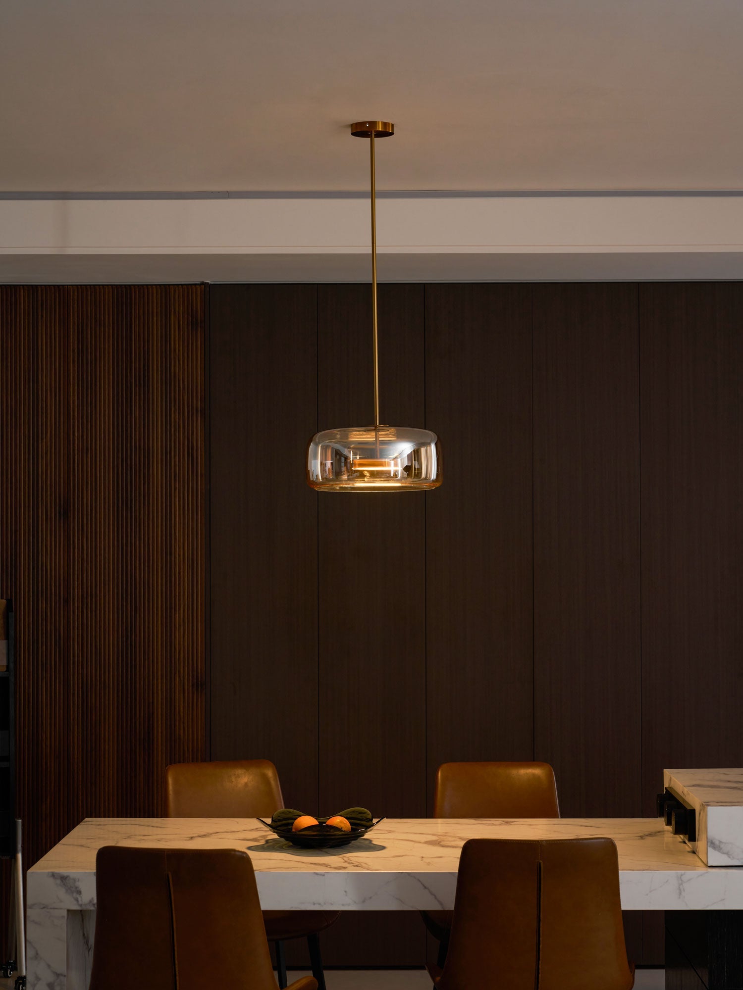 Metro Sphere Glass Pendant Lamp Hand-Blown Smoked Glass Modern Kitchen Island Lighting | Faylight