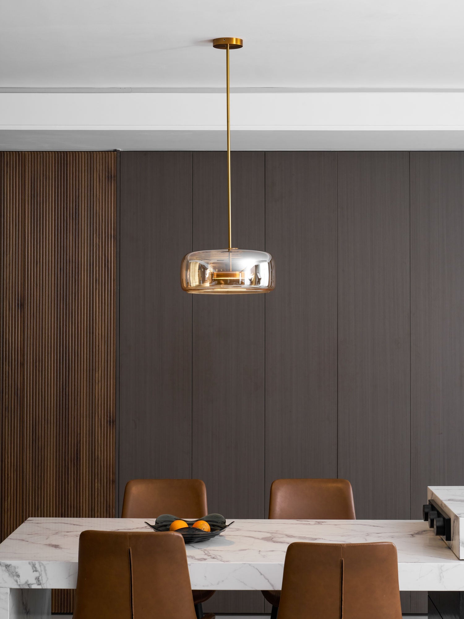 Metro Sphere Glass Pendant Lamp Hand-Blown Smoked Glass Modern Kitchen Island Lighting | Faylight
