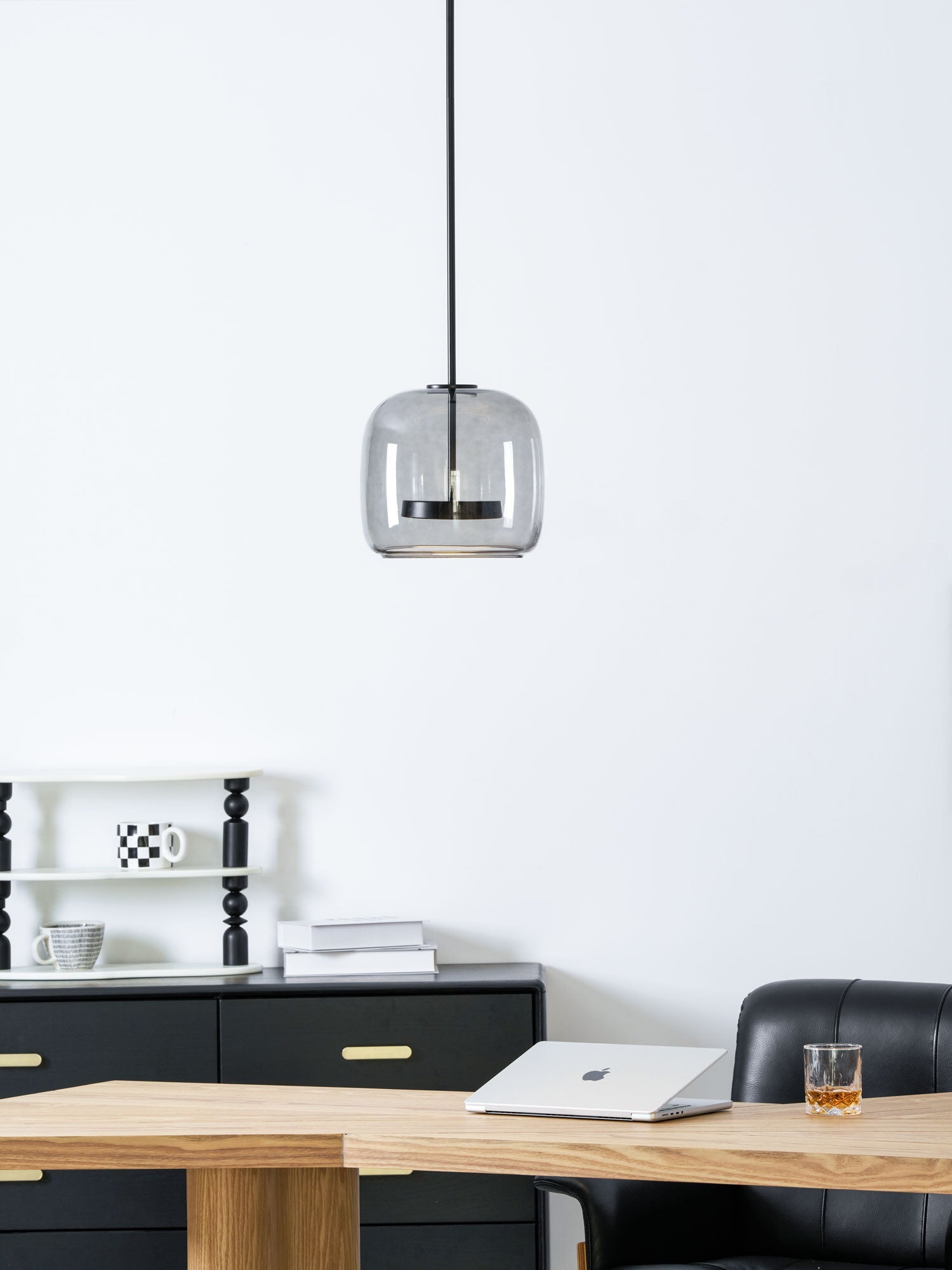Metro Sphere Glass Pendant Lamp Hand-Blown Smoked Glass Modern Kitchen Island Lighting | Faylight