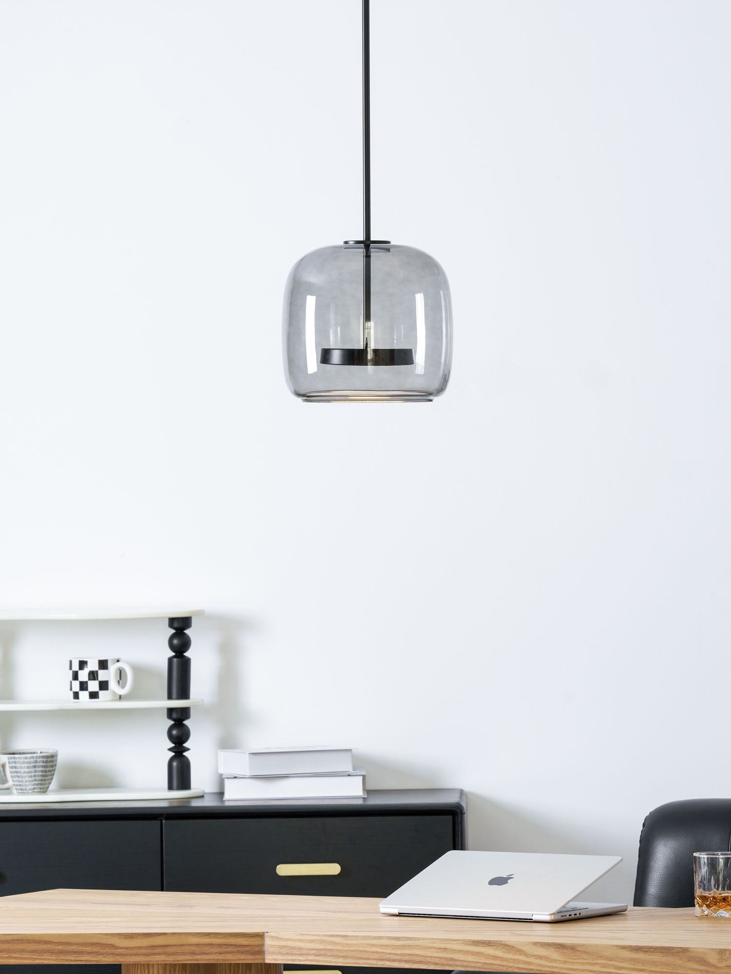 Metro Sphere Glass Pendant Lamp Hand-Blown Smoked Glass Modern Kitchen Island Lighting | Faylight