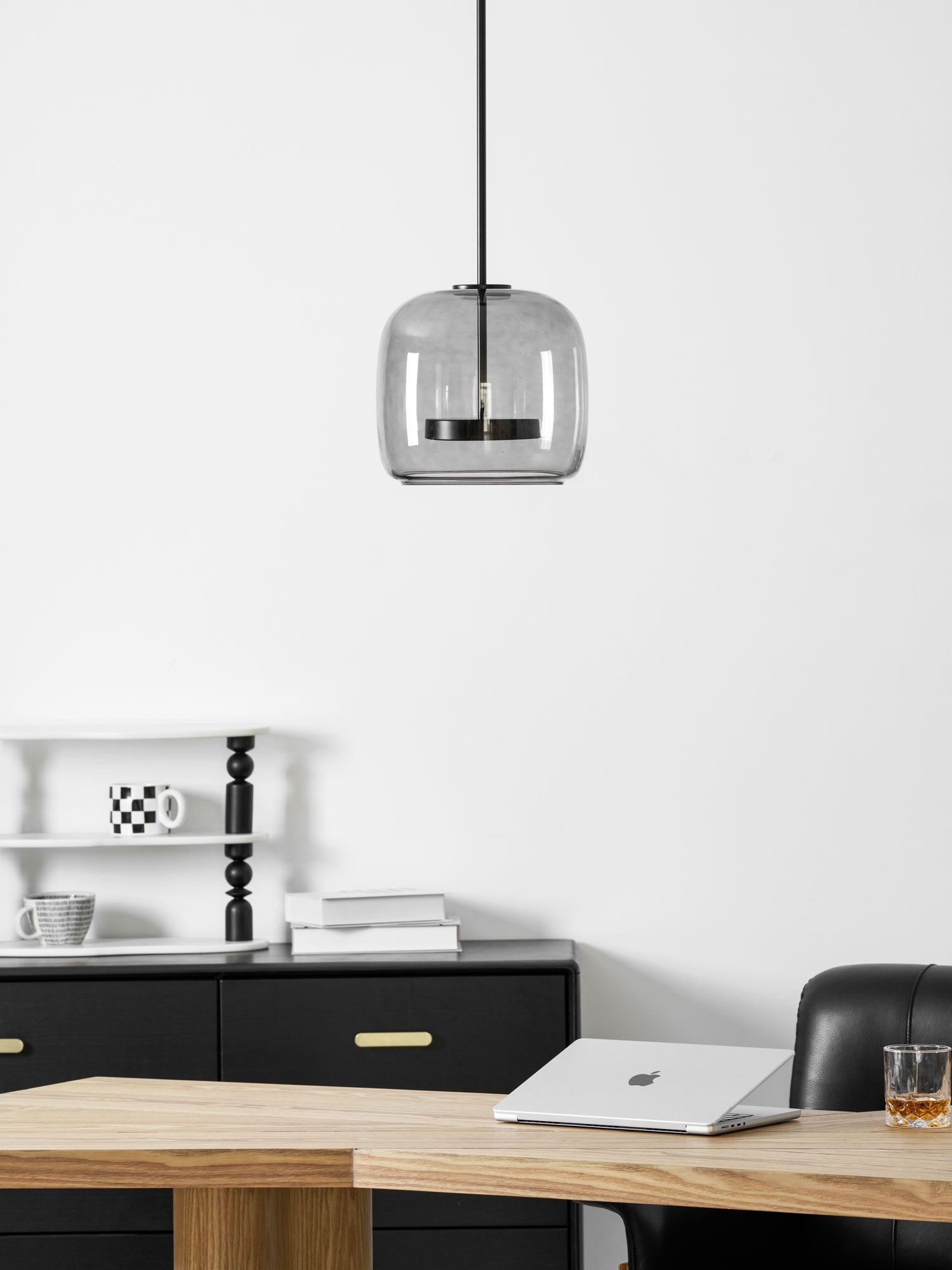 Metro Sphere Glass Pendant Lamp Hand-Blown Smoked Glass Modern Kitchen Island Lighting | Faylight
