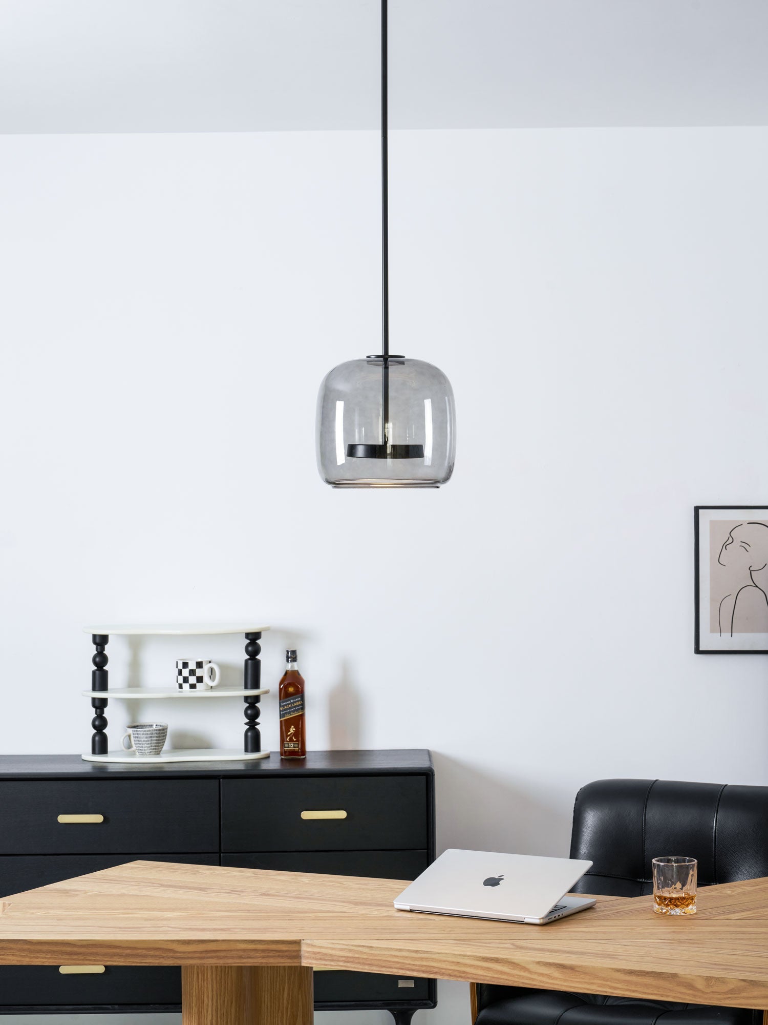 Metro Sphere Glass Pendant Lamp Hand-Blown Smoked Glass Modern Kitchen Island Lighting | Faylight