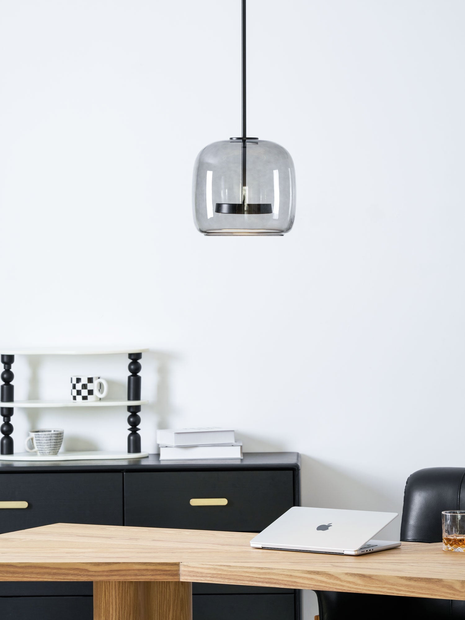 Metro Sphere Glass Pendant Lamp Hand-Blown Smoked Glass Modern Kitchen Island Lighting | Faylight
