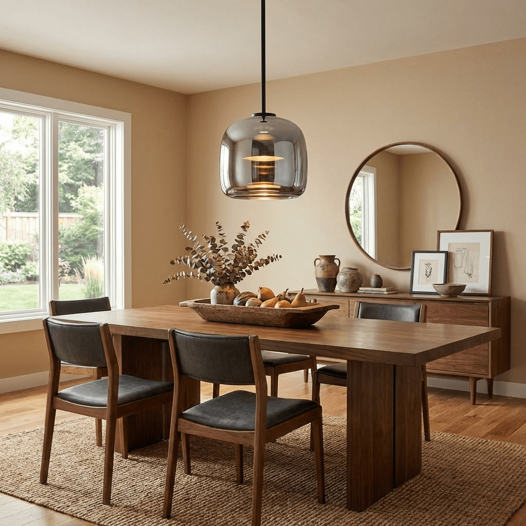 Metro Sphere Glass Pendant Lamp Hand-Blown Smoked Glass Modern Kitchen Island Lighting | Faylight
