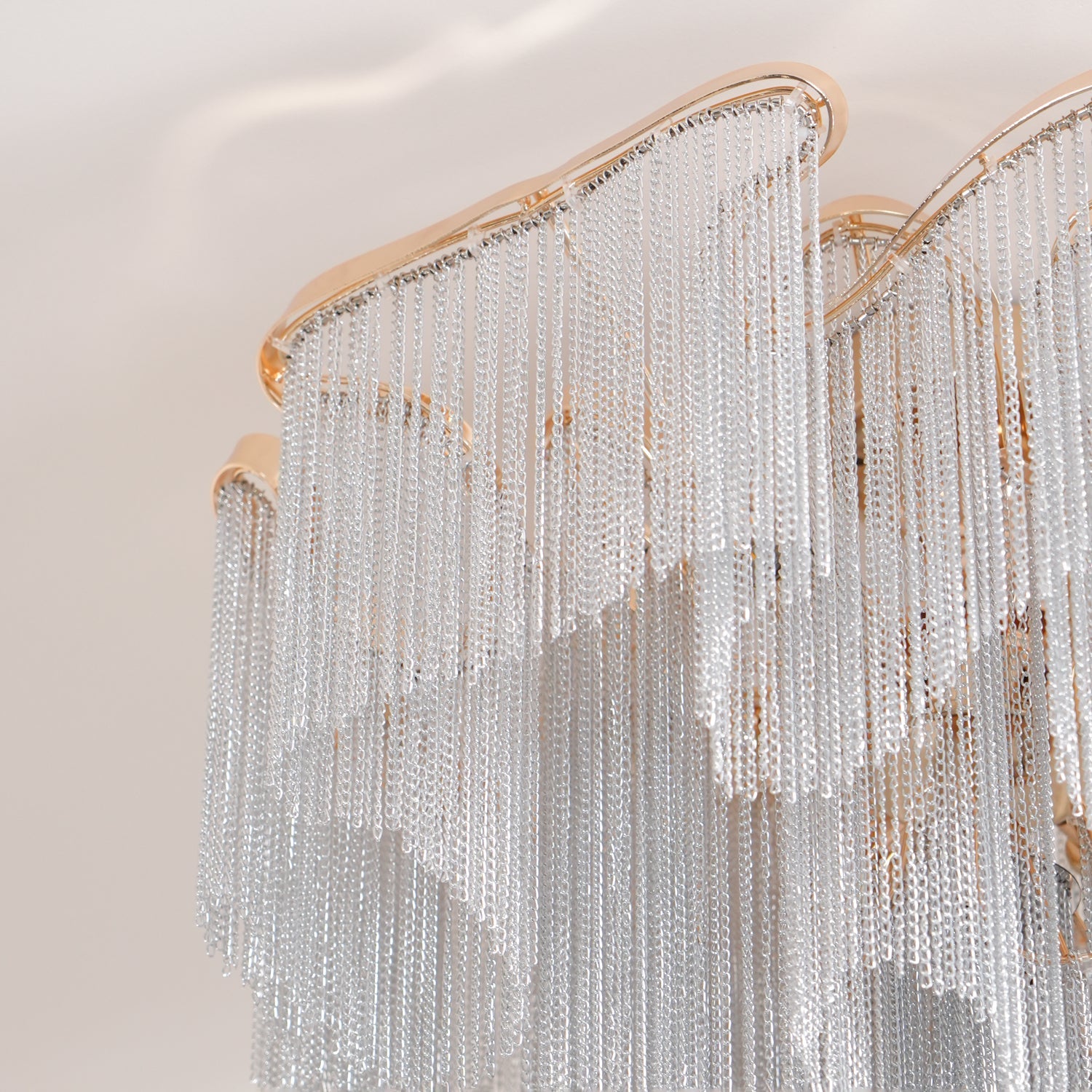 Art Deco Tassel Ceiling Light Champagne Gold Silver Chain Semi-Flush Mount Living Room Dining Room Bedroom Luxury Chandelier E14 LED Edison Low Ceiling Statement Lamp Indoor | Faylight