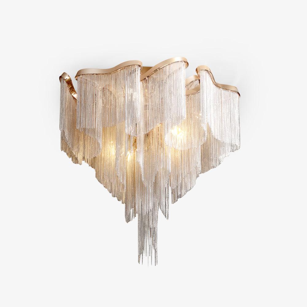 Art Deco Tassel Ceiling Light Champagne Gold Silver Chain Semi-Flush Mount Living Room Dining Room Bedroom Luxury Chandelier E14 LED Edison Low Ceiling Statement Lamp Indoor | Faylight