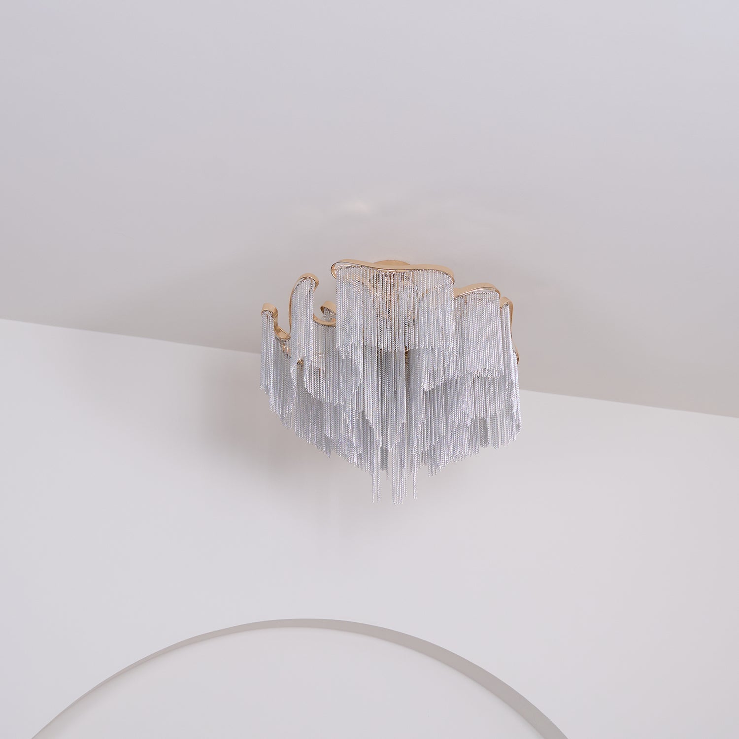Art Deco Tassel Ceiling Light Champagne Gold Silver Chain Semi-Flush Mount Living Room Dining Room Bedroom Luxury Chandelier E14 LED Edison Low Ceiling Statement Lamp Indoor | Faylight