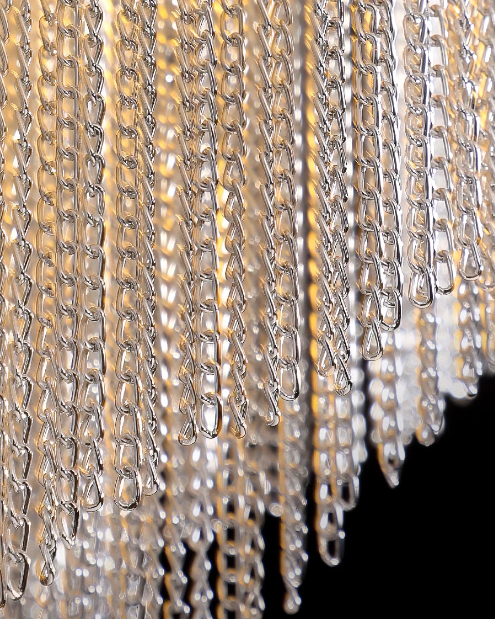 Art Deco Tassel Ceiling Light Champagne Gold Silver Chain Semi-Flush Mount Living Room Dining Room Bedroom Luxury Chandelier E14 LED Edison Low Ceiling Statement Lamp Indoor | Faylight