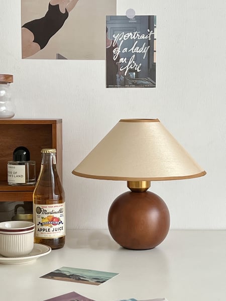 Uriel Ambient Table Lamp Solid Wood Linen E14 25cm Bedroom Living Room Bedside Japandi Scandinavian Minimalist | Faylight