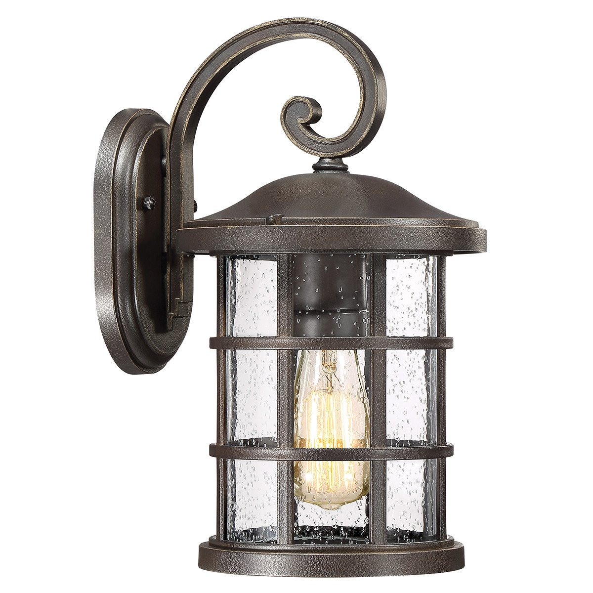 Craftsman Outdoor Wall Sconce 14.25"H Parisian Bronze Seeded Glass Wet Location | Faylight