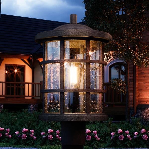 Vienna Craftsman Post Light 17.25H Natural Black Outdoor Pier Lighting | Faylight