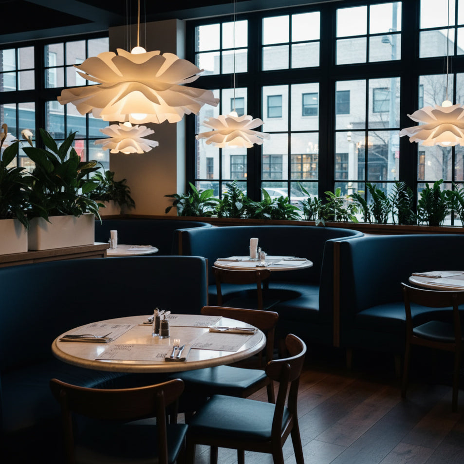 White Lotus Pendant Light Modern Acrylic Sculptural Nordic Dining Room Living Room | Faylight