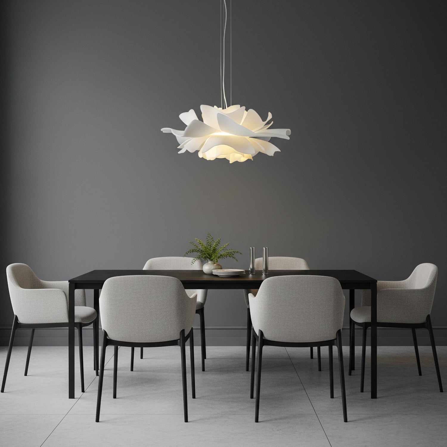 White Lotus Pendant Light Modern Acrylic Sculptural Nordic Dining Room Living Room | Faylight