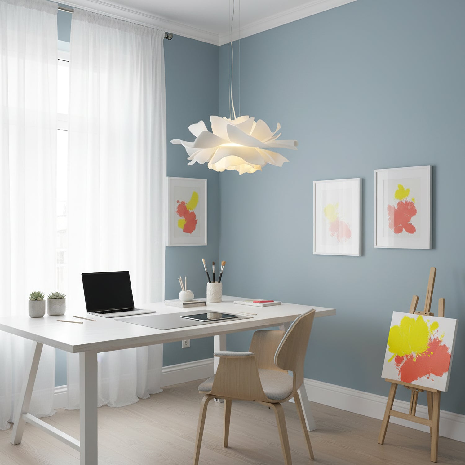 White Lotus Pendant Light Modern Acrylic Sculptural Nordic Dining Room Living Room | Faylight