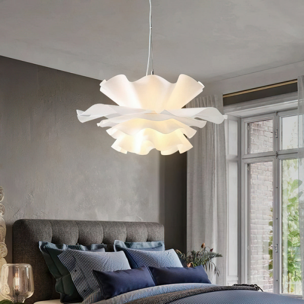 White Lotus Pendant Light Modern Acrylic Sculptural Nordic Dining Room Living Room | Faylight