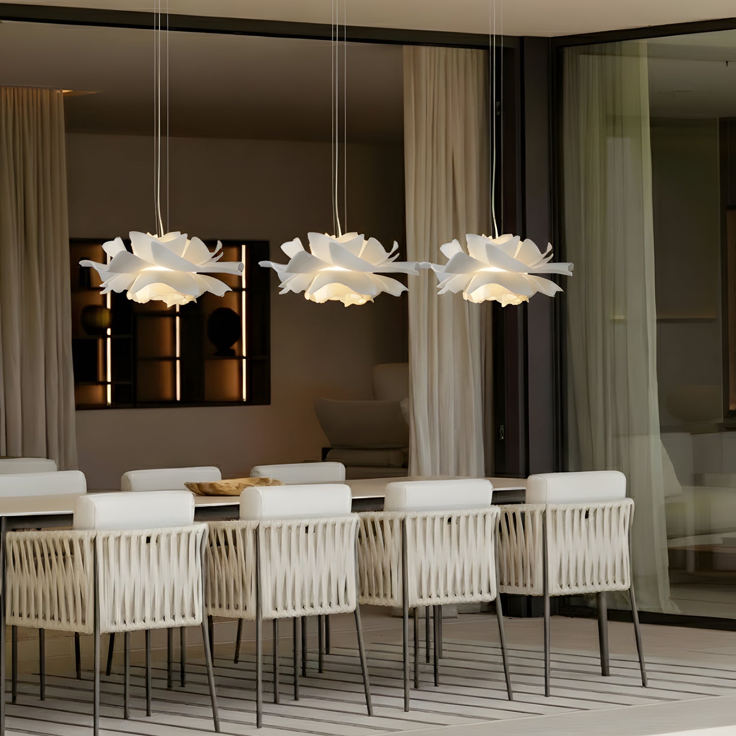 White Lotus Pendant Light Modern Acrylic Sculptural Nordic Dining Room Living Room | Faylight