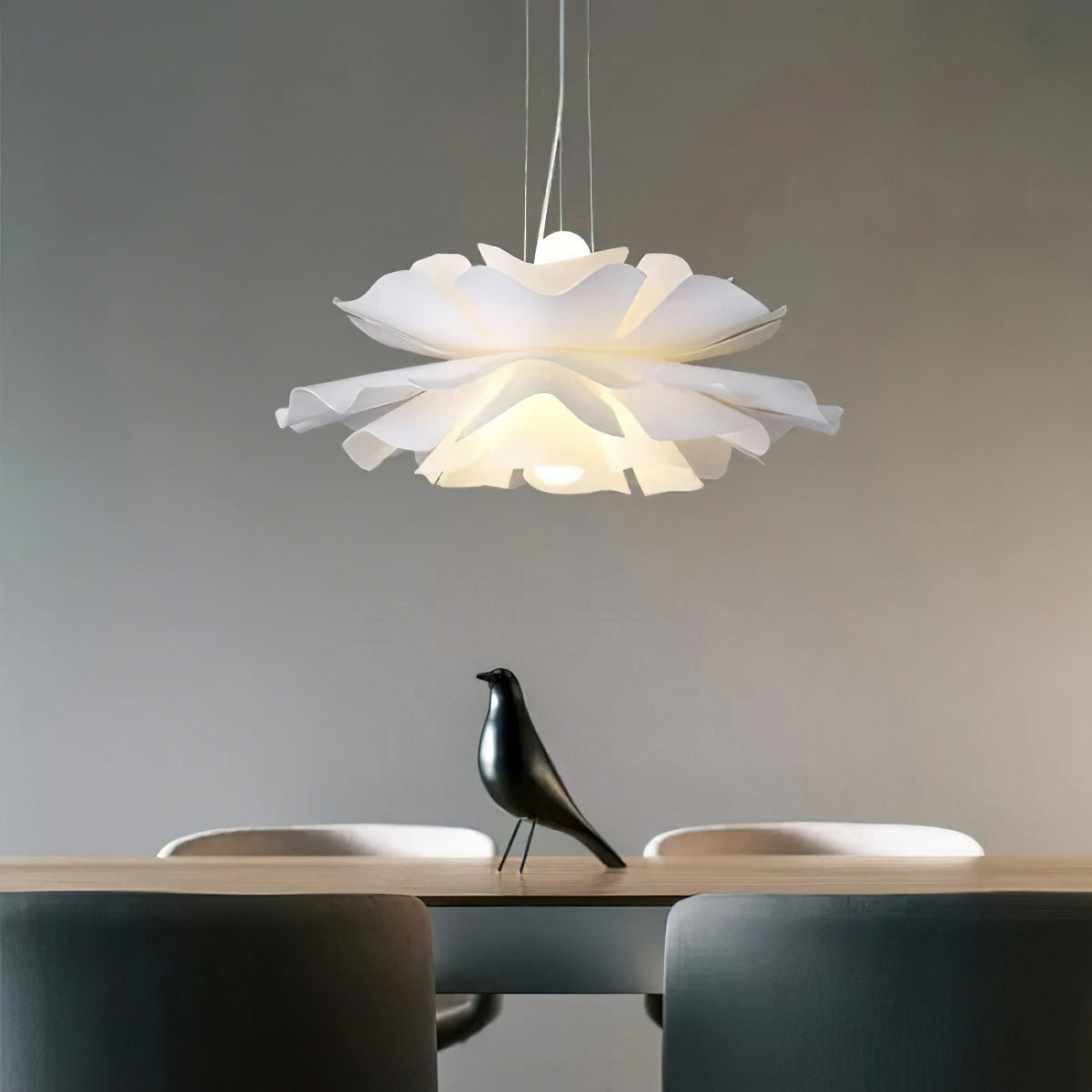 White Lotus Pendant Light Modern Acrylic Sculptural Nordic Dining Room Living Room | Faylight