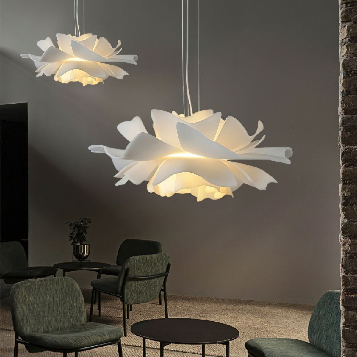 White Lotus Pendant Light Modern Acrylic Sculptural Nordic Dining Room Living Room | Faylight