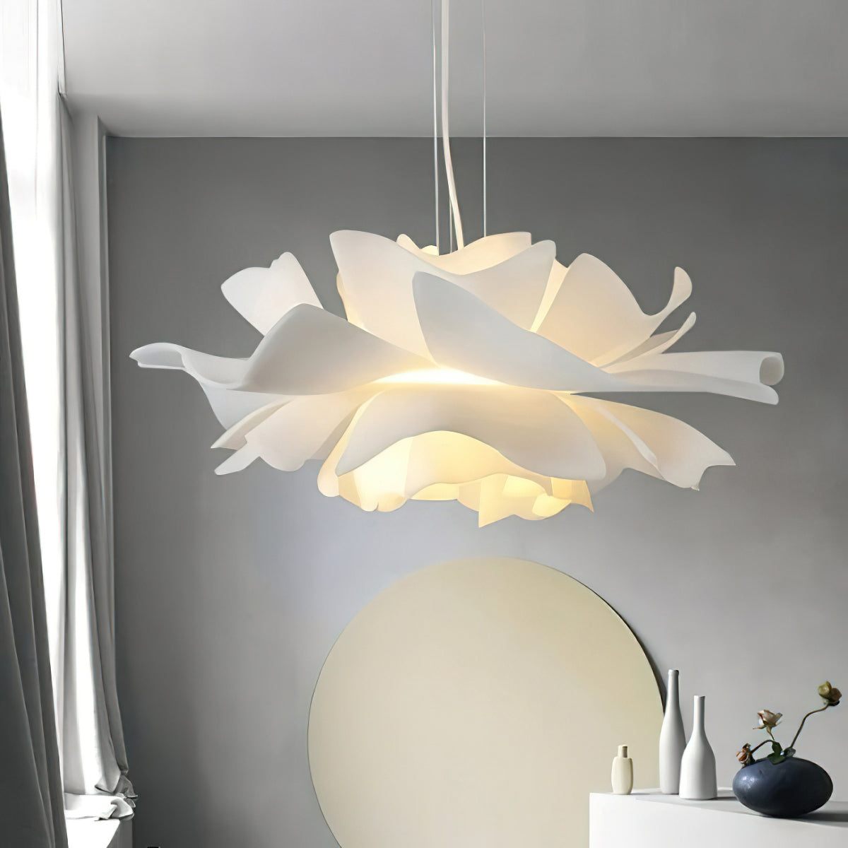 White Lotus Pendant Light Modern Acrylic Sculptural Nordic Dining Room Living Room | Faylight