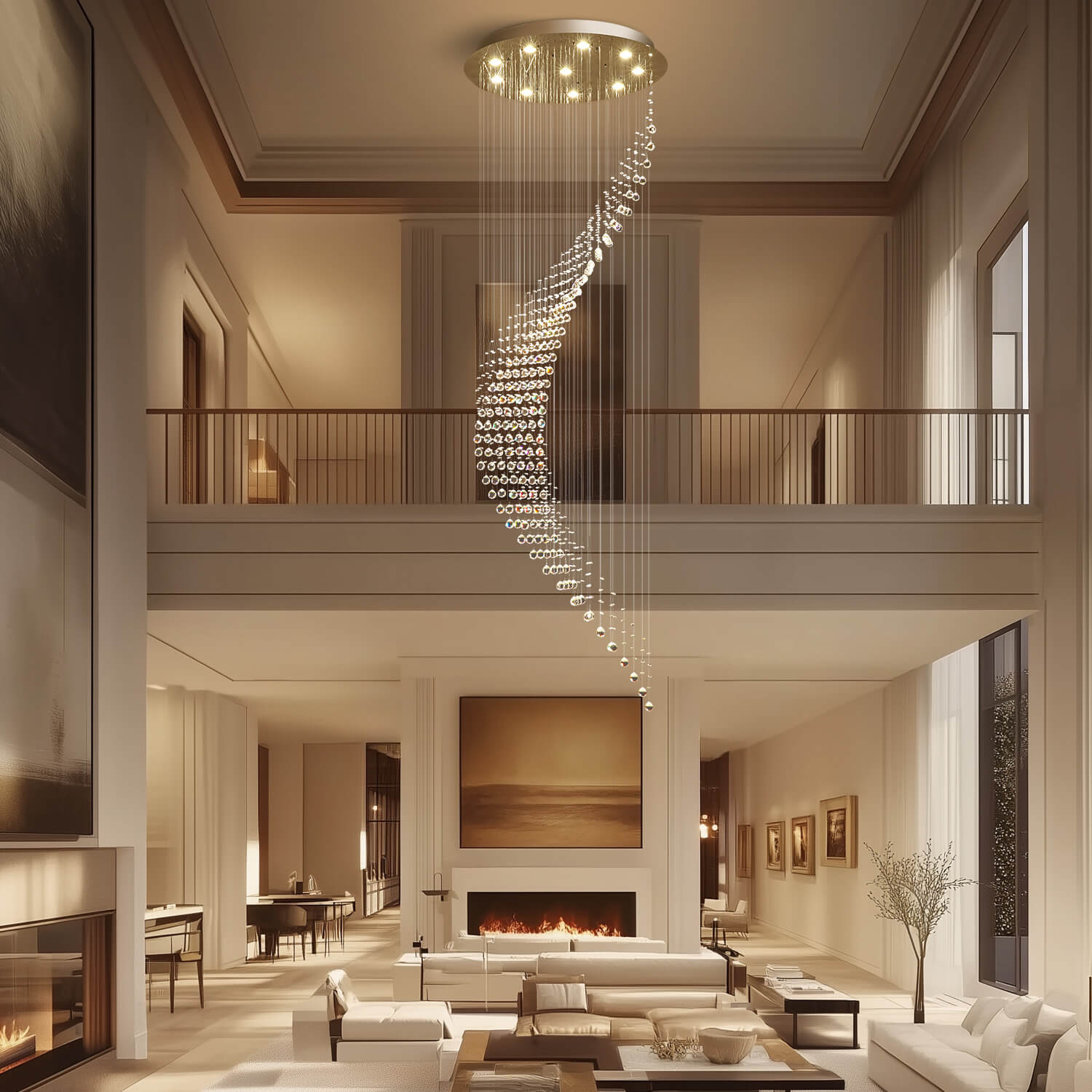 Spiral Raindrop Crystal Chandelier Chrome K9 Staircase Foyer High Ceiling 6 8 10 15 Lights Modern Luxury Pendant Light | Faylight