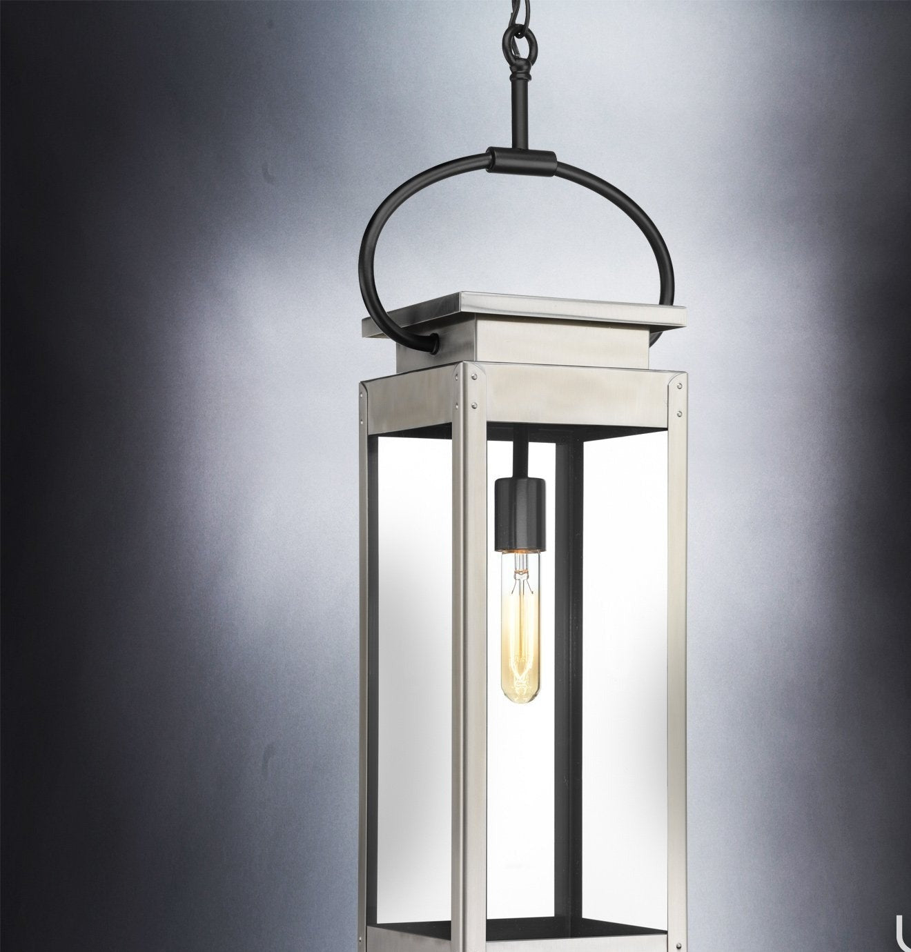 Modern Farmhouse Outdoor Pendant 27-3/8"H Stainless Steel Nautical Lantern Damp Location | Faylight
