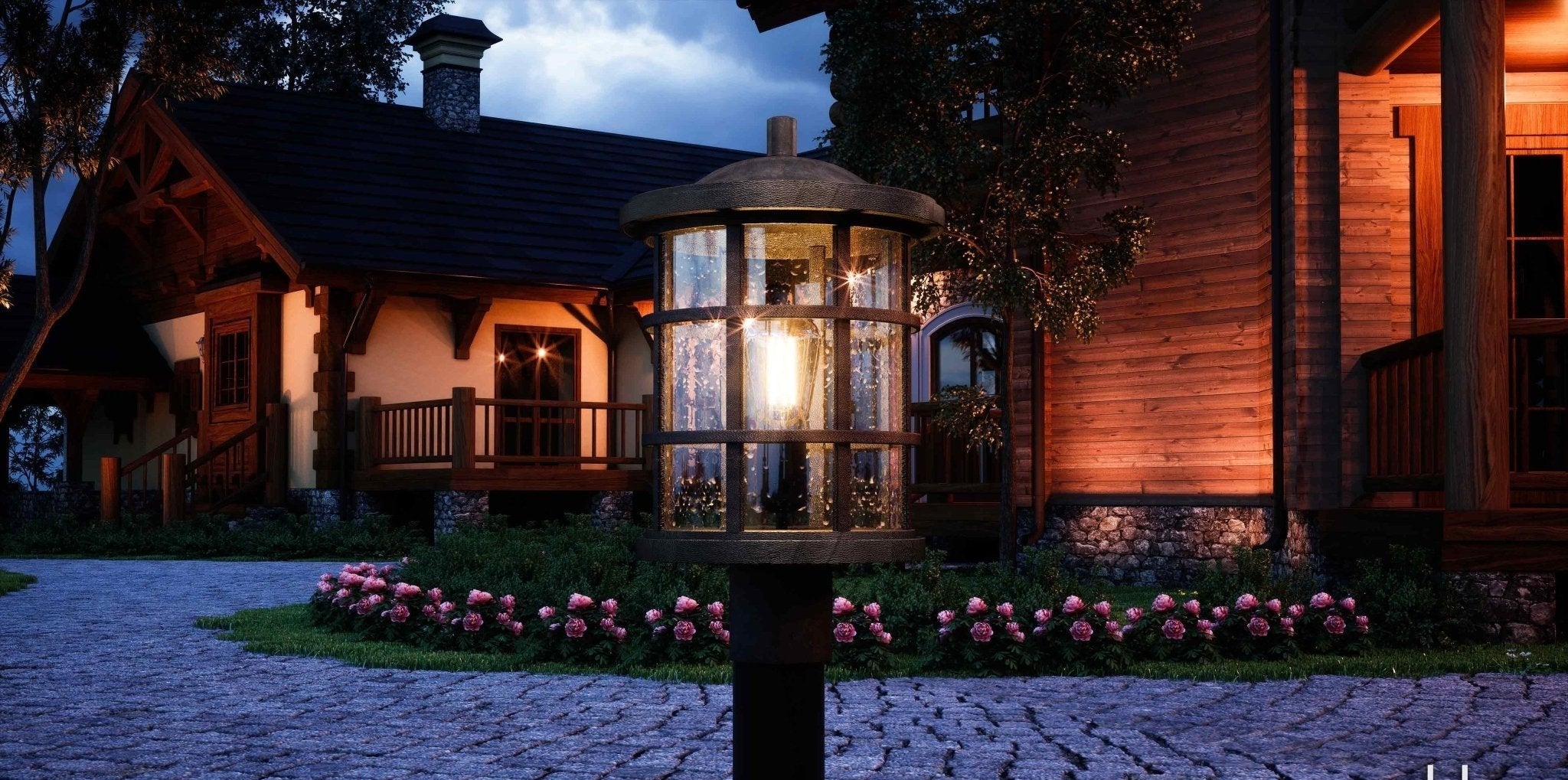 Vienna Craftsman Post Light 17.25H Natural Black Outdoor Pier Lighting | Faylight