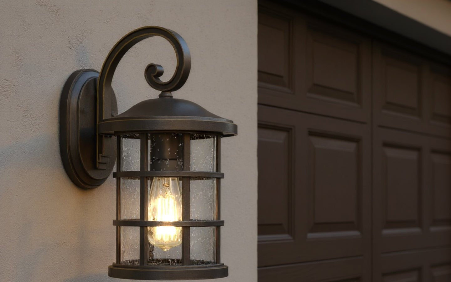 Craftsman Outdoor Wall Sconce 14.25"H Parisian Bronze Seeded Glass Wet Location | Faylight