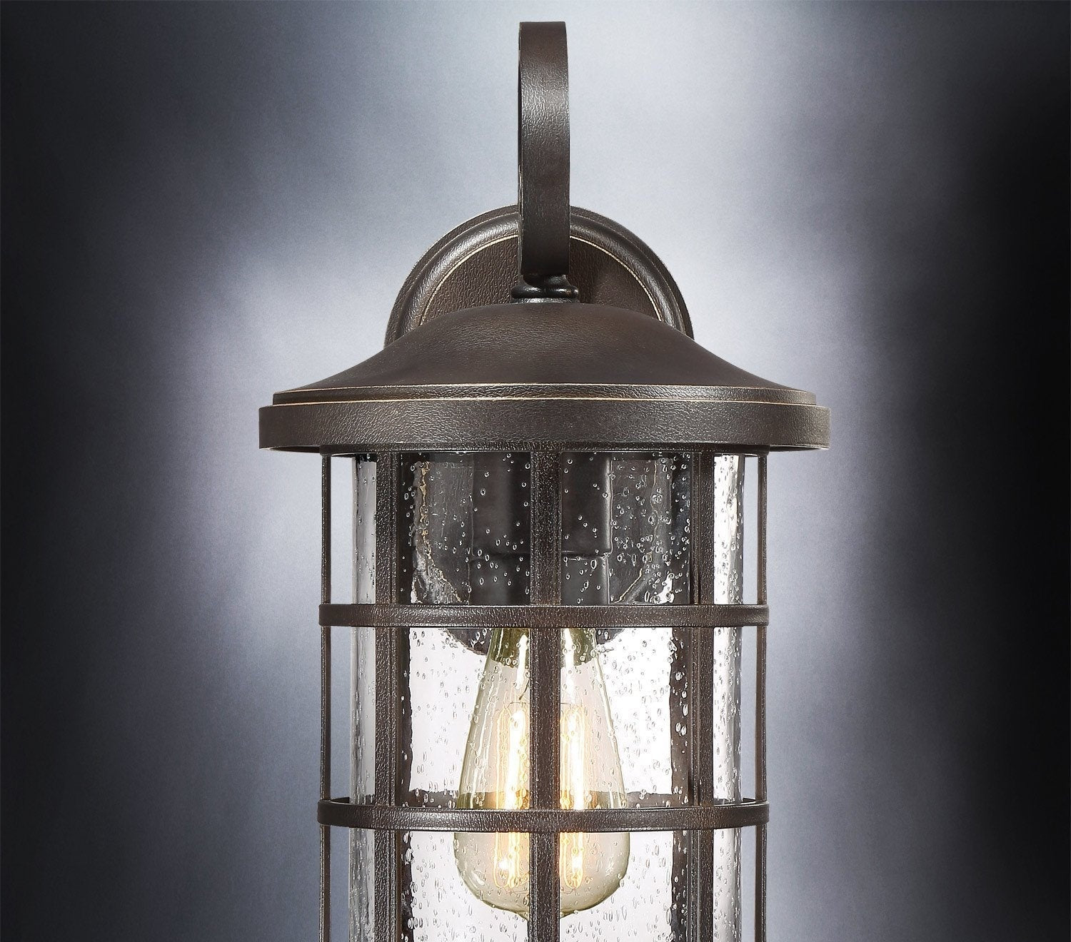 Craftsman Outdoor Wall Sconce 14.25"H Parisian Bronze Seeded Glass Wet Location | Faylight