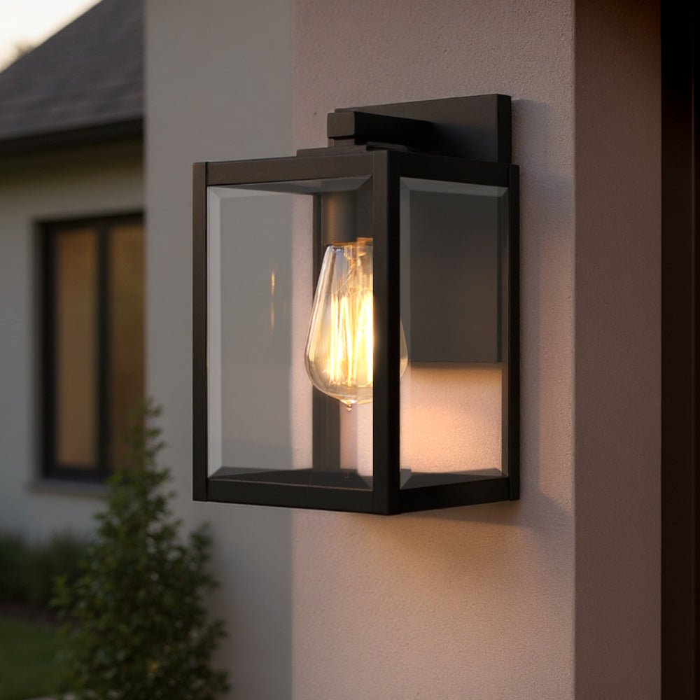 Modern Farmhouse Outdoor Wall Sconce 10in Natural Black Wet Location | Faylight
