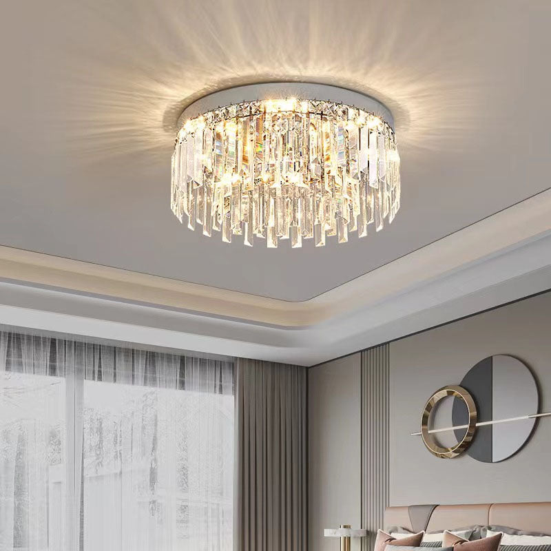 Modern Irregular Crystal Flush Mount Ceiling Light 14-20 Inch Chrome Living Room Chandelier | Faylight