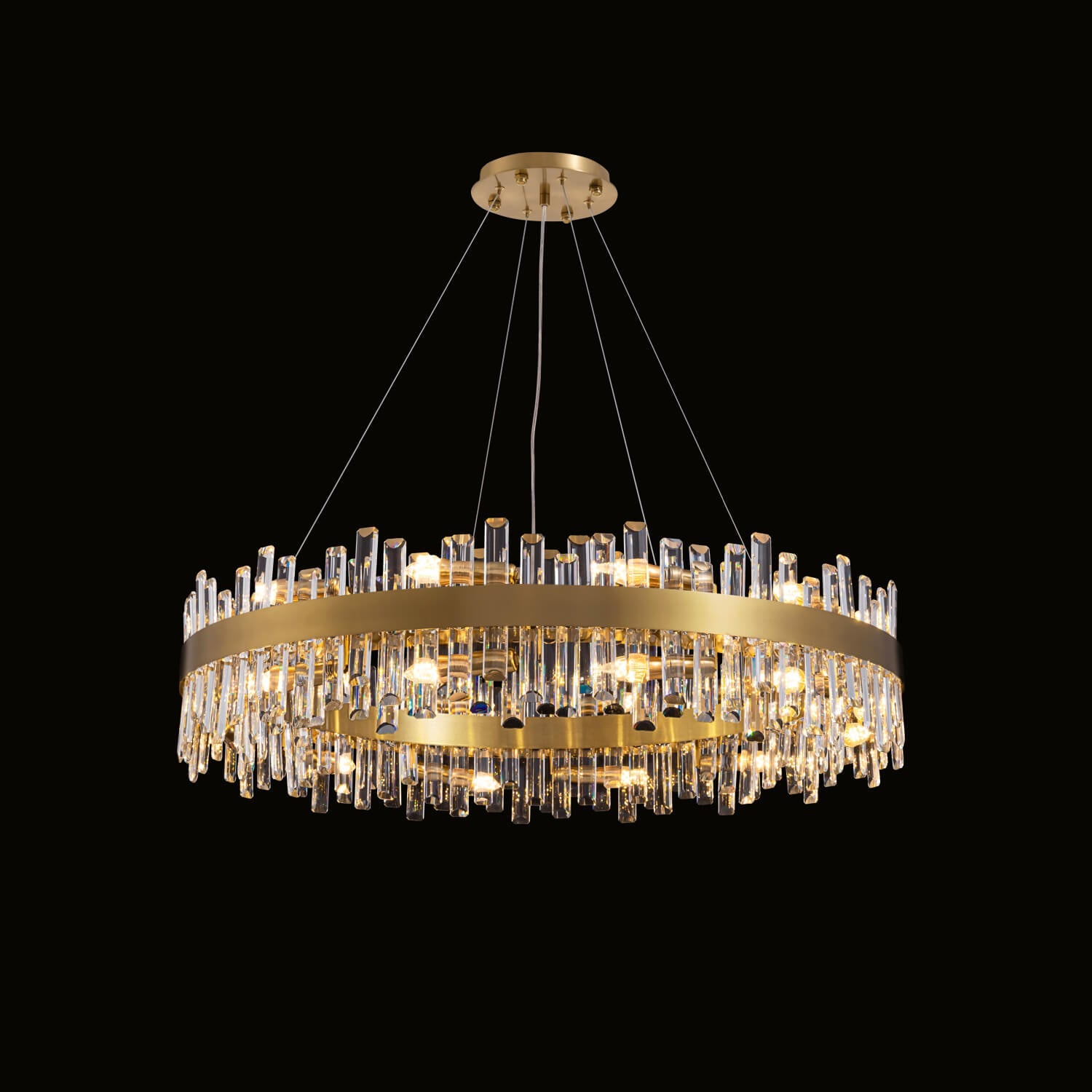 Crystal Round Chandelier Gold K9 Two-Tier 12 16 20 Lights Dining Room Living Room Kitchen Island Luxury Modern | Faylight