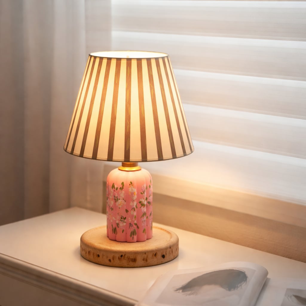 Capybara Ditsy Floral Table Lamp Resin Metal Fibre E27 25cm Bedroom Living Room Bedside Playful Modern | Faylight